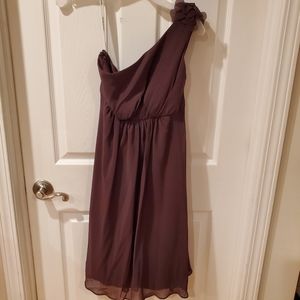 David's Bridal Short One-Shoulder Brown Dress